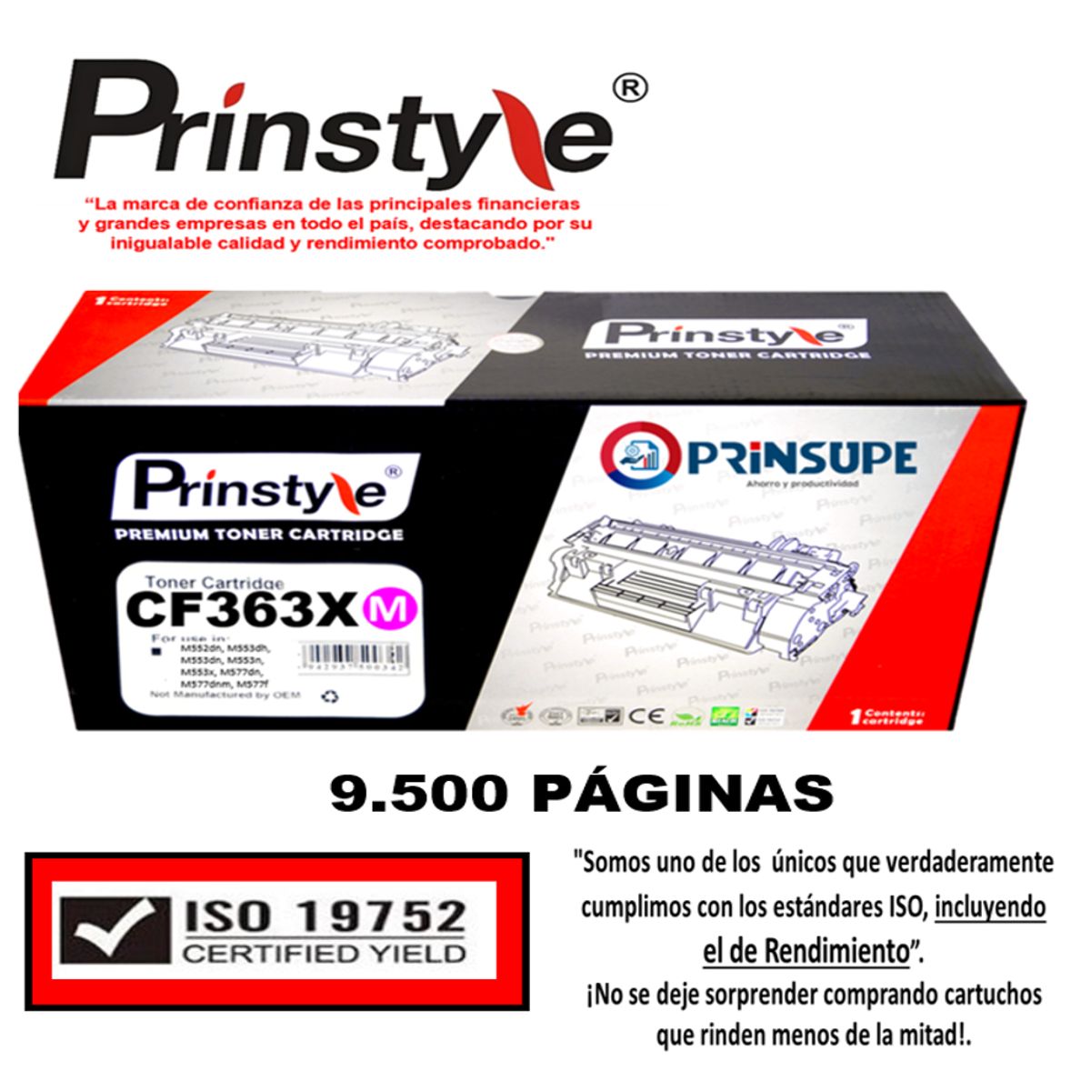 PRINSTYLE - TONER 508A  9.500 PÁG. PRINSTYLE 508X CF363X  MAGENTA . ISO 19752