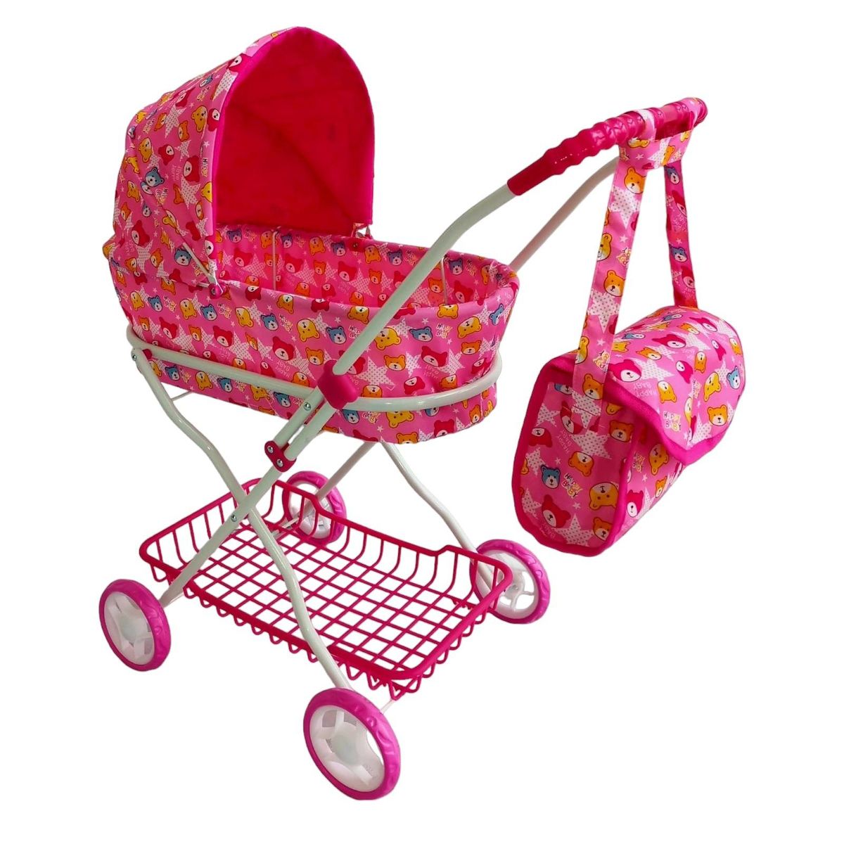 GENERICO - Juguete Cochecito Muñeca Moises Plegable más Bolso