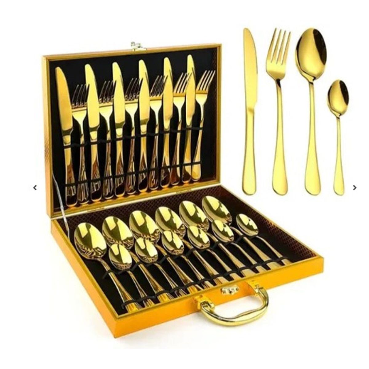 GENERICO - Cubiertos Dorados + Maletin  A1