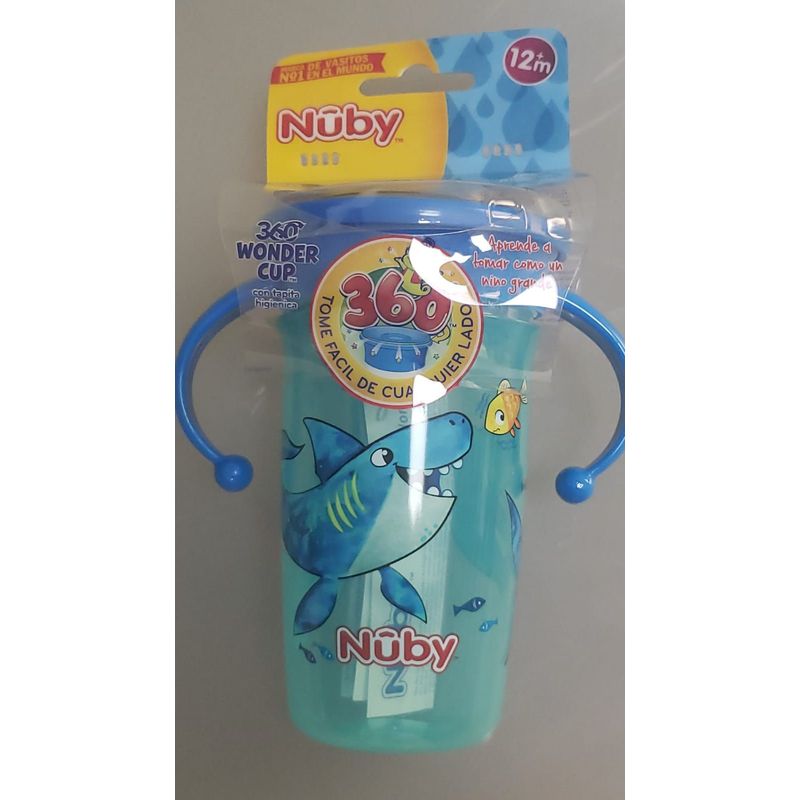 NUBY - VASO 360 WONDER CUP ANTIDERRAME 10oz/300ml(TIBURÓN) NUBY