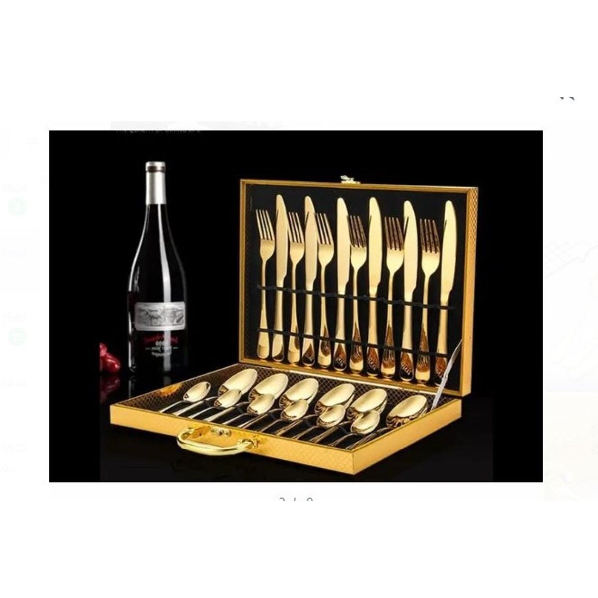 GENERICO - Cubiertos Dorados con Maletin A1 24 PZAS