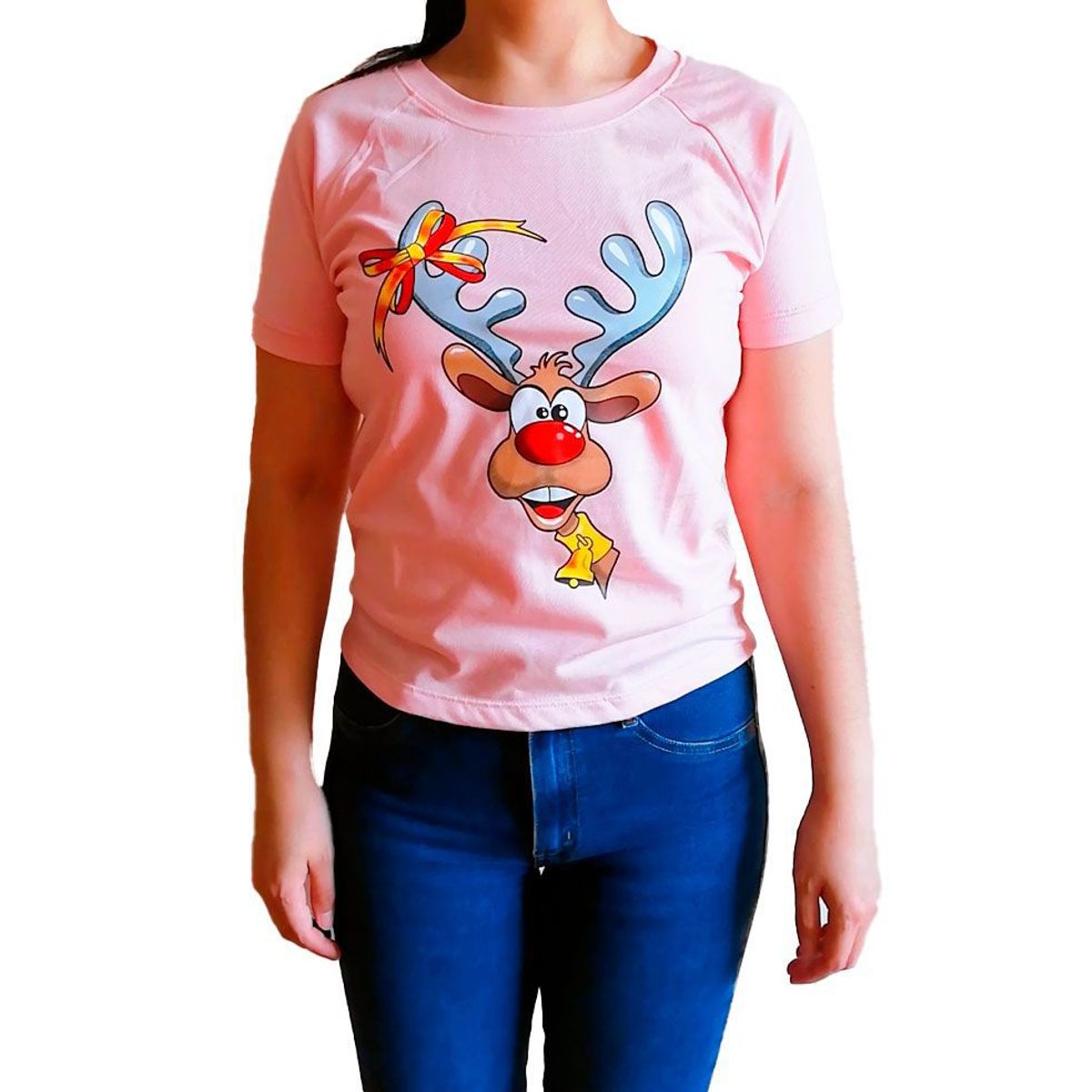 GENERICO - Polo Mujer Manga Corta Diseño Reno - Nathalie Love It - Melón