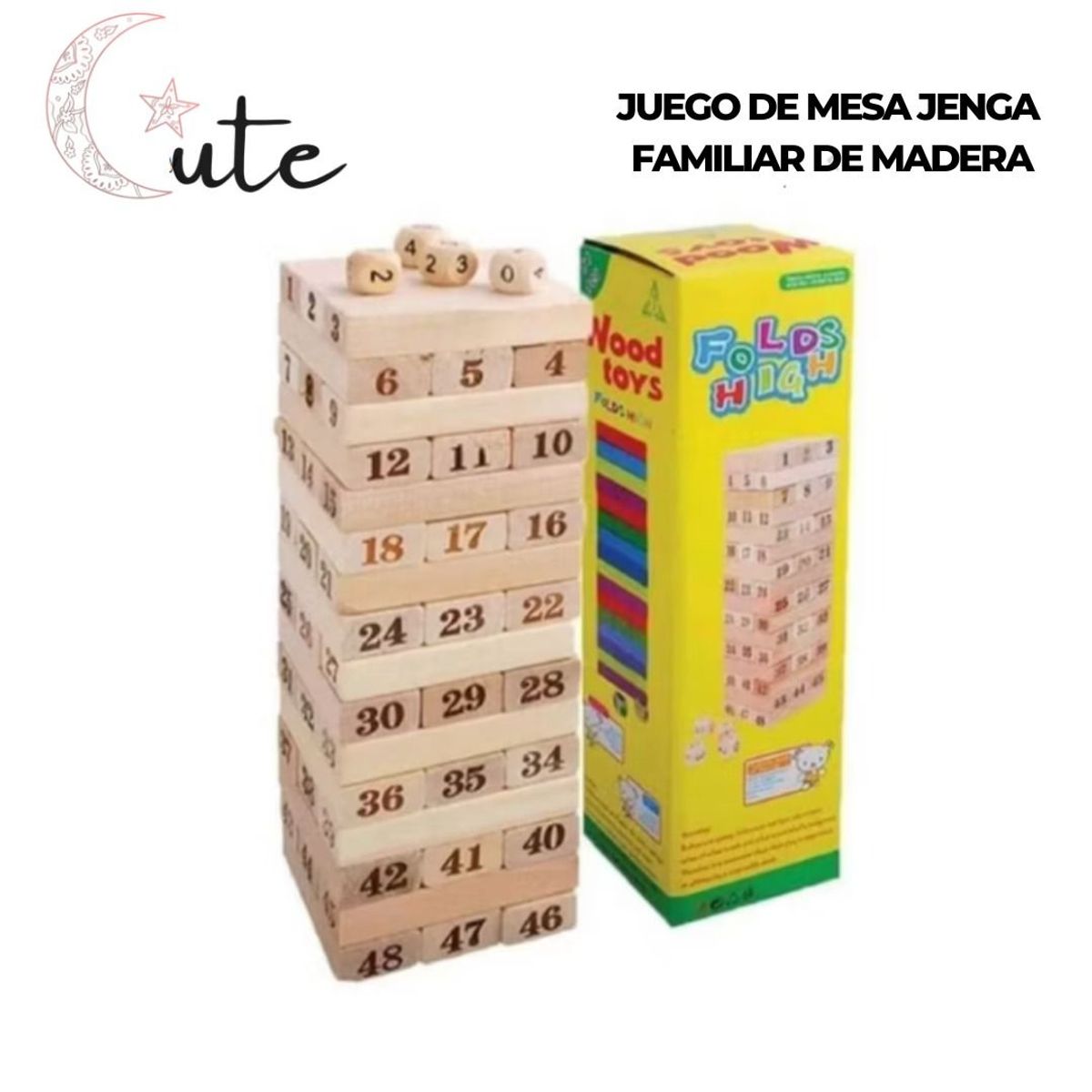 GENERICO - JUEGO DE MESA FAMILIAR JENGA DE MADERA