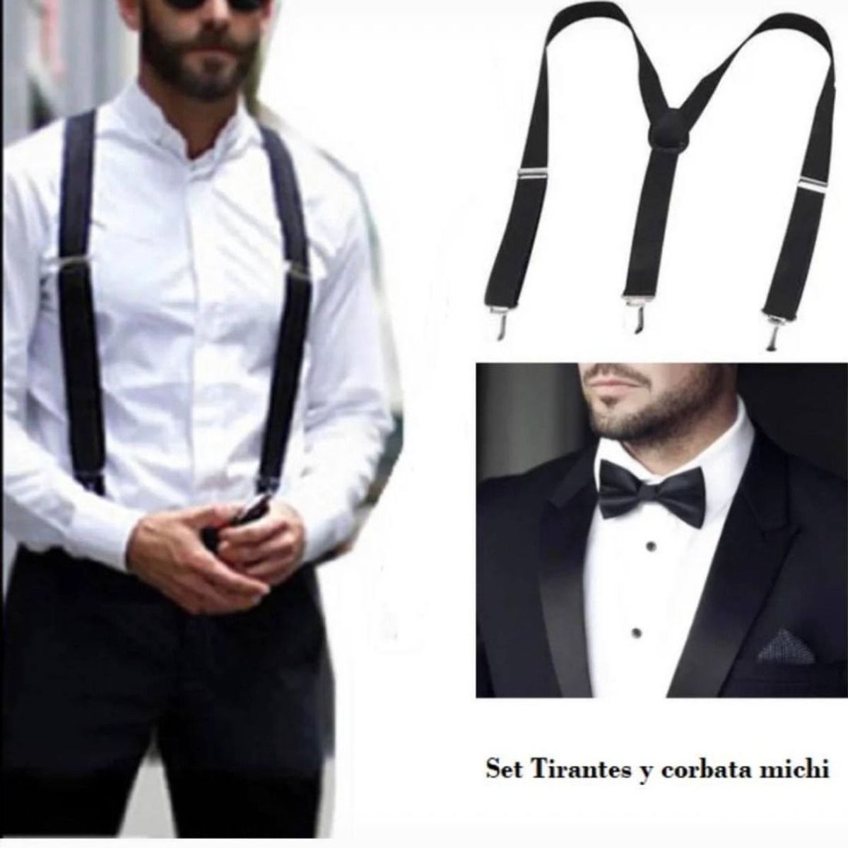 KAST PE - Set tirantes y corbata michi - negro