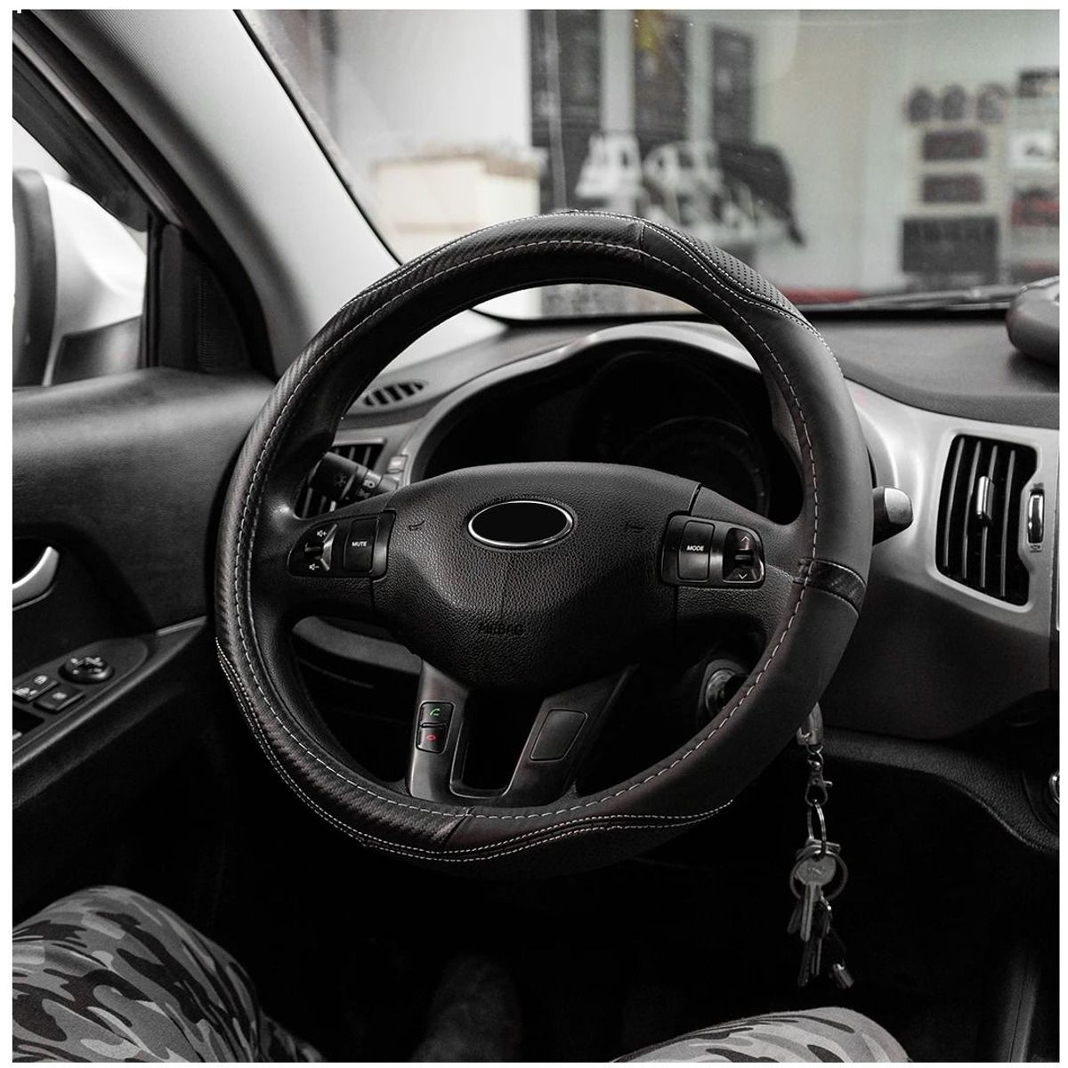 GENERICO - Forro De Timon Carbon Black Premiun Universal