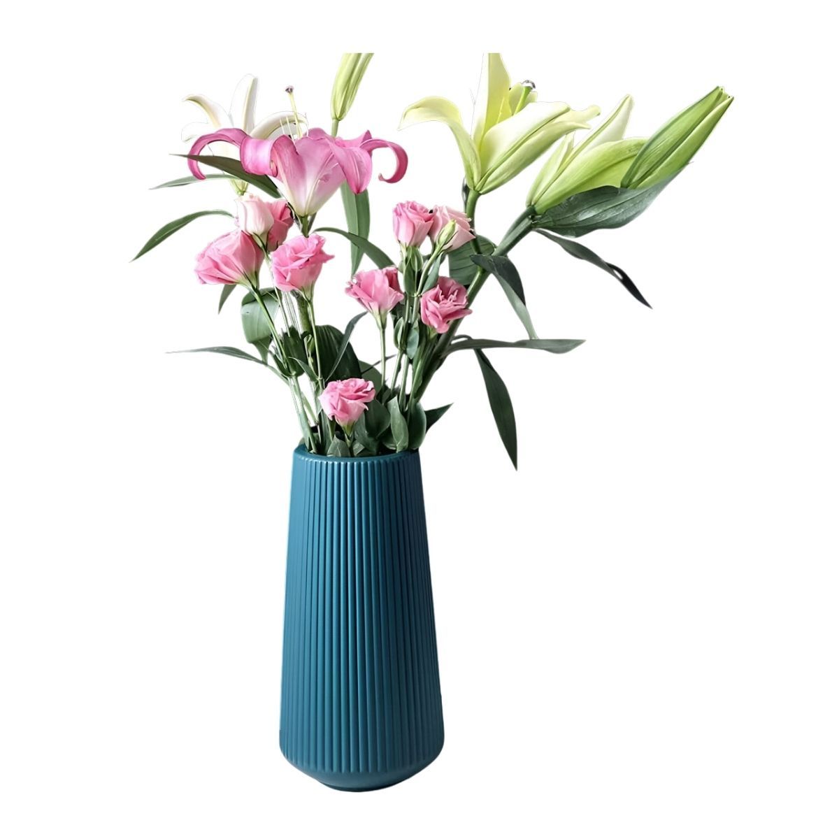 ELMEJORPRECIO - Florero Decorativo Modelo Axis Lineal Largo Azul Nórdico