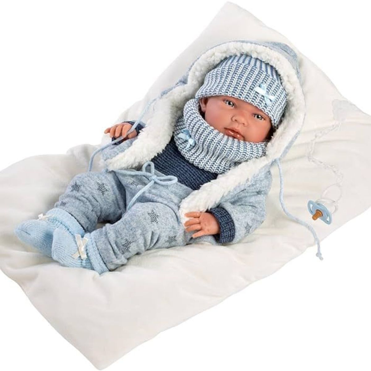 LLORENS - Muñeco Silicona Nico Recien Nacido Vestido Azul 40 Cm