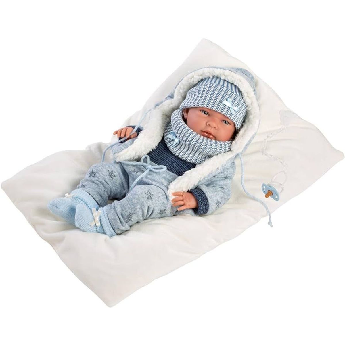 LLORENS - Muñeco Silicona Nico Recien Nacido Vestido Azul 40 Cm