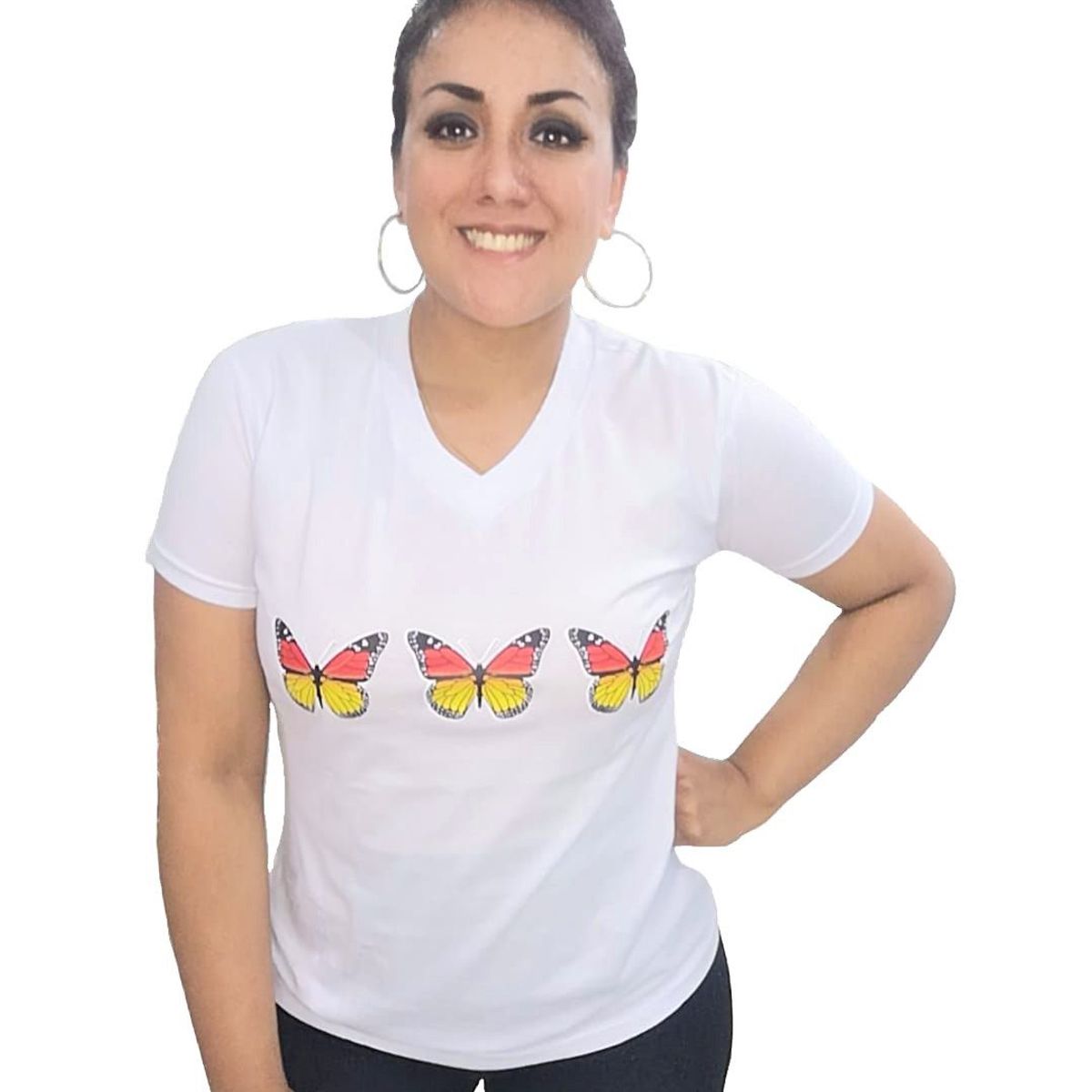 GENERICO - Polo Mujer Mariposas  - Nathalie Love It - Blanco