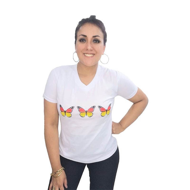 GENERICO - Polo Mujer Mariposas  - Nathalie Love It - Blanco