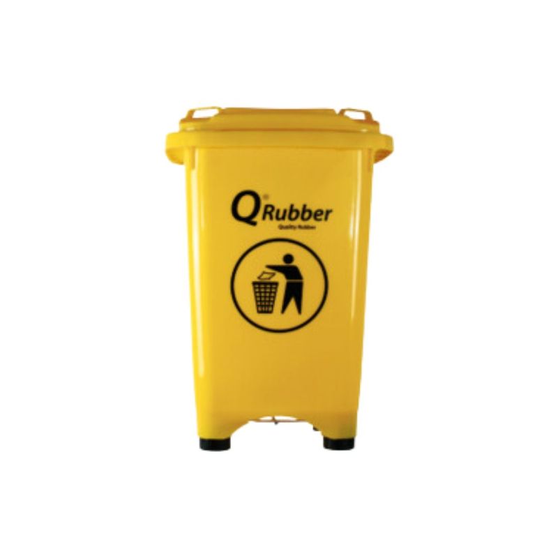QRUBBER - Tacho de plástico HDPE 50 litros amarillo con pedal QRubber
