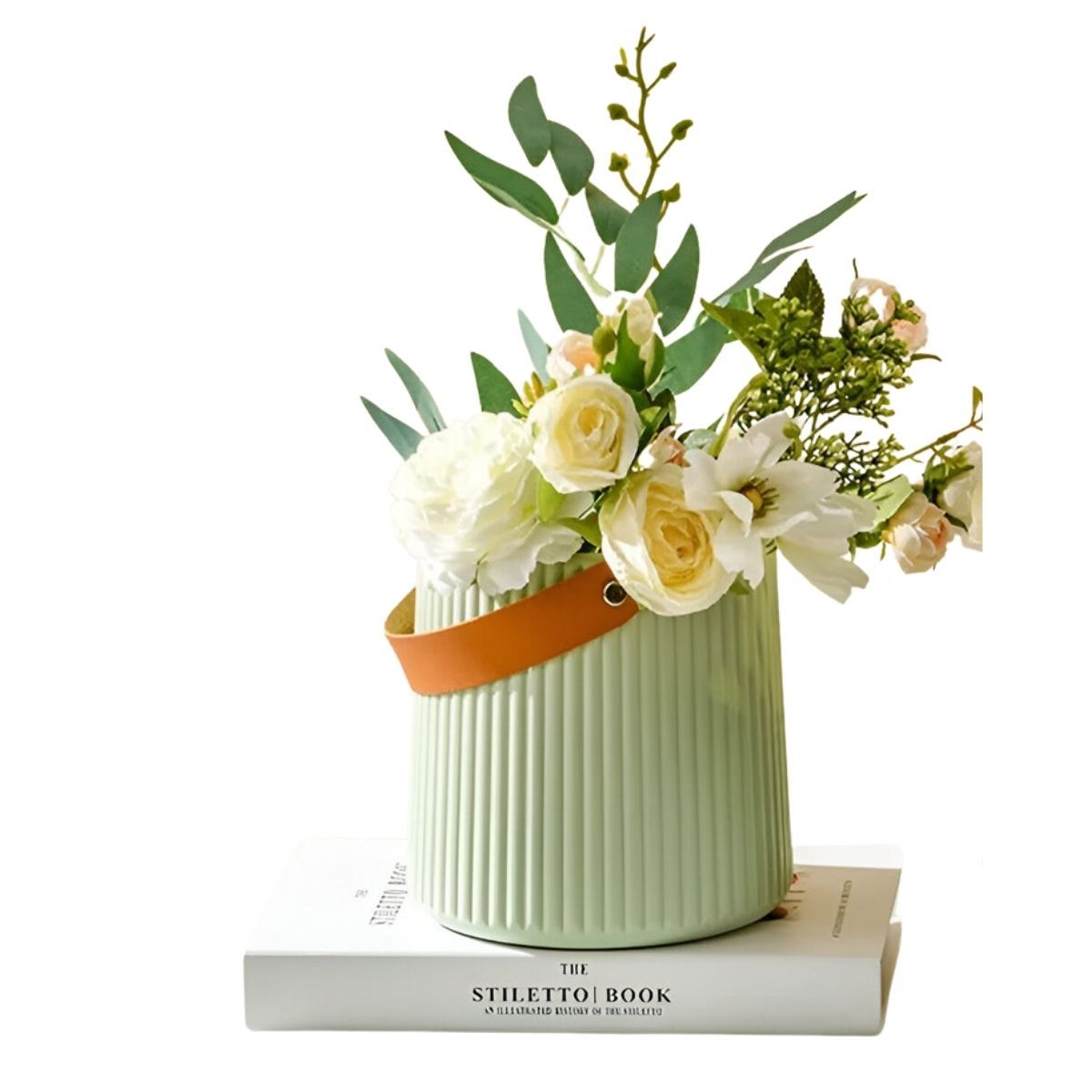 ELMEJORPRECIO - Florero Decorativo Modelo Primavera Lineal Verde Pastel