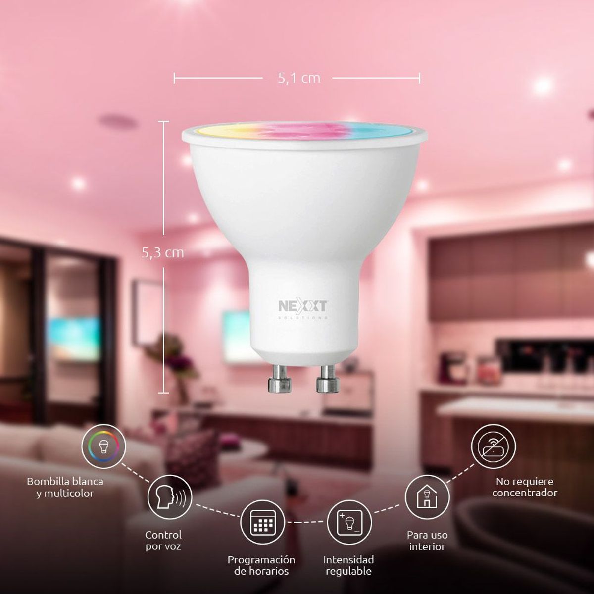 NEXXT SOLUTIONS - Nexxt - Foco LED NHB-C320 3-PACK Smart WiFi Multicolor