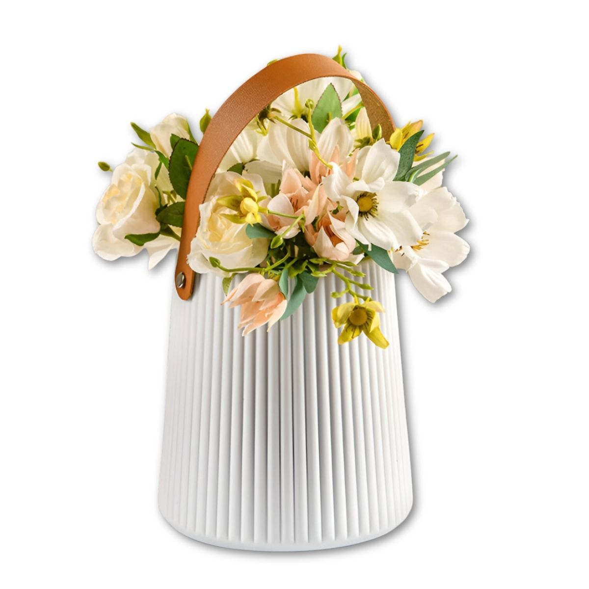 ELMEJORPRECIO - Florero Decorativo Modelo Primavera Lineal Blanco