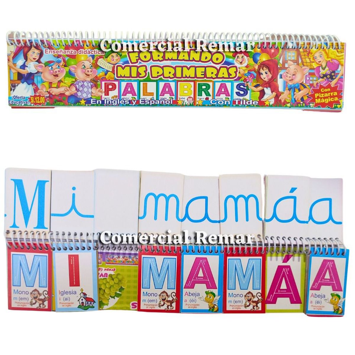 GENERICO - Anillado de Letras Móviles Alfabeto Abecedario para Formar Palabras