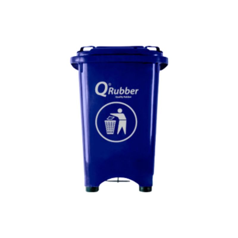 QRUBBER - Tacho de plástico (HDPE) 50 litros azul con pedal QRubber