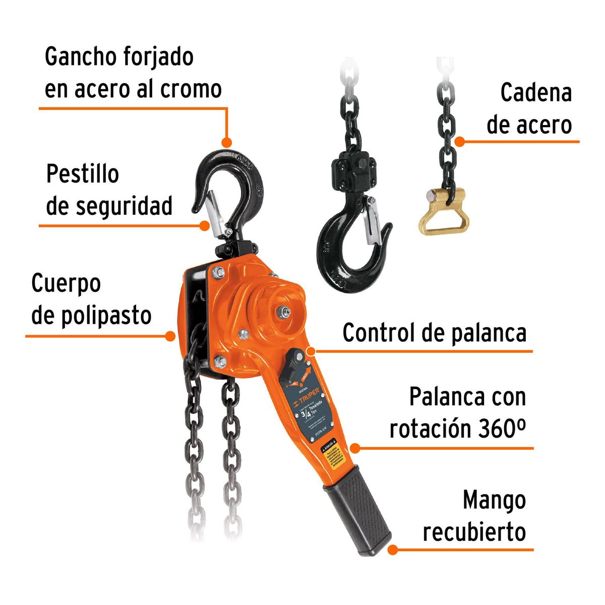 TRUPER - Polipasto de palanca 34 toneladas