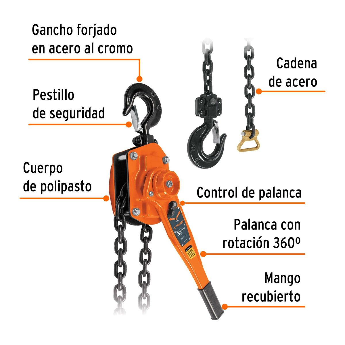 TRUPER - Polipasto de palanca 3 toneladas