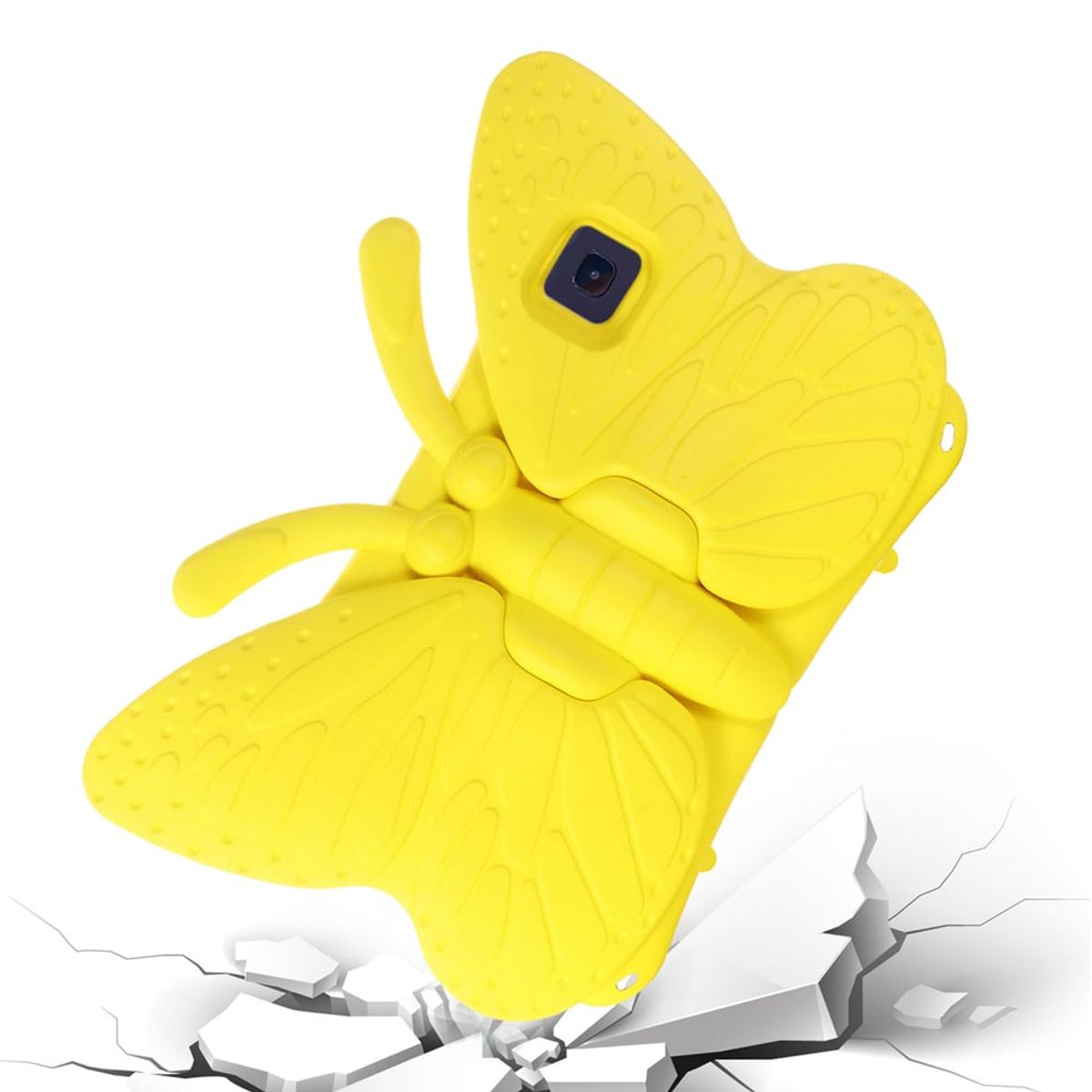 GENERICO - Funda para Samsung Tab A8 105 de Goma Mariposa Amarilla Resistente