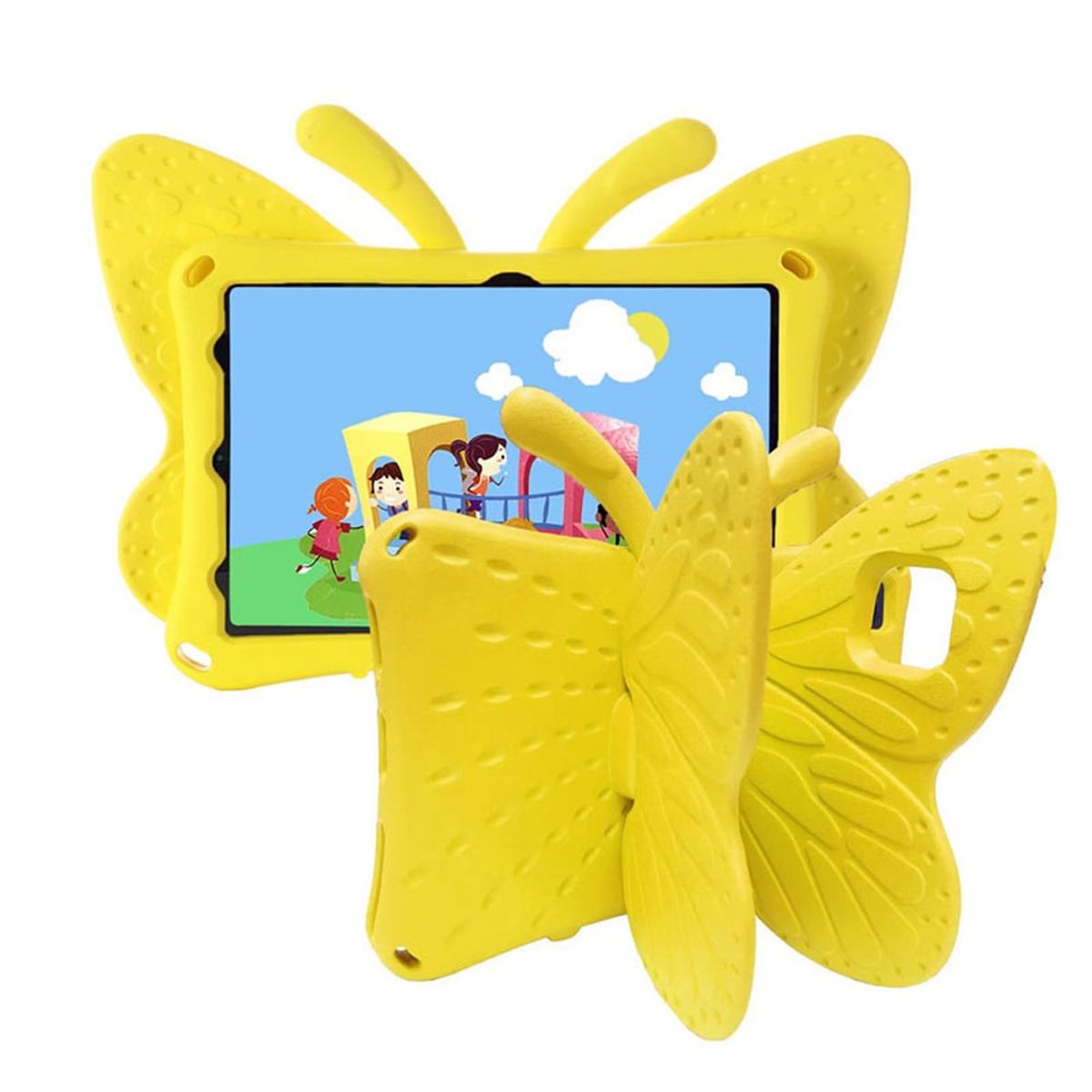 GENERICO - Funda para Lenovo Tab M10 Plus 3ra Gen 106 de Goma Mariposa Amarilla