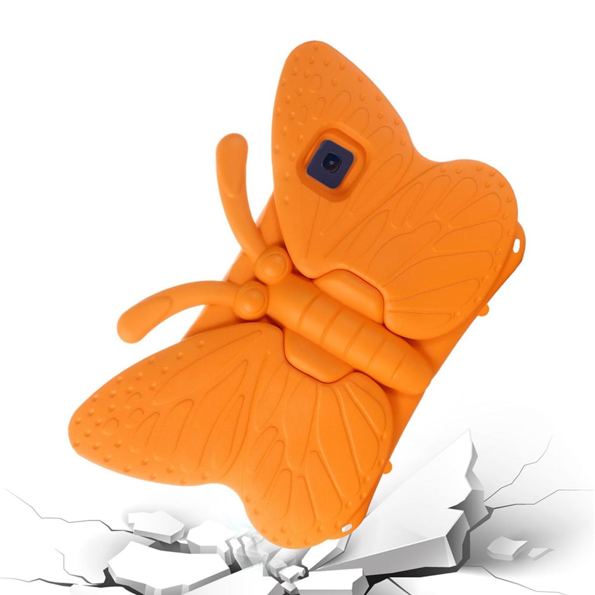 GENERICO - Funda para Samsung Tab A7 104 de Goma Mariposa Naranja Resistente