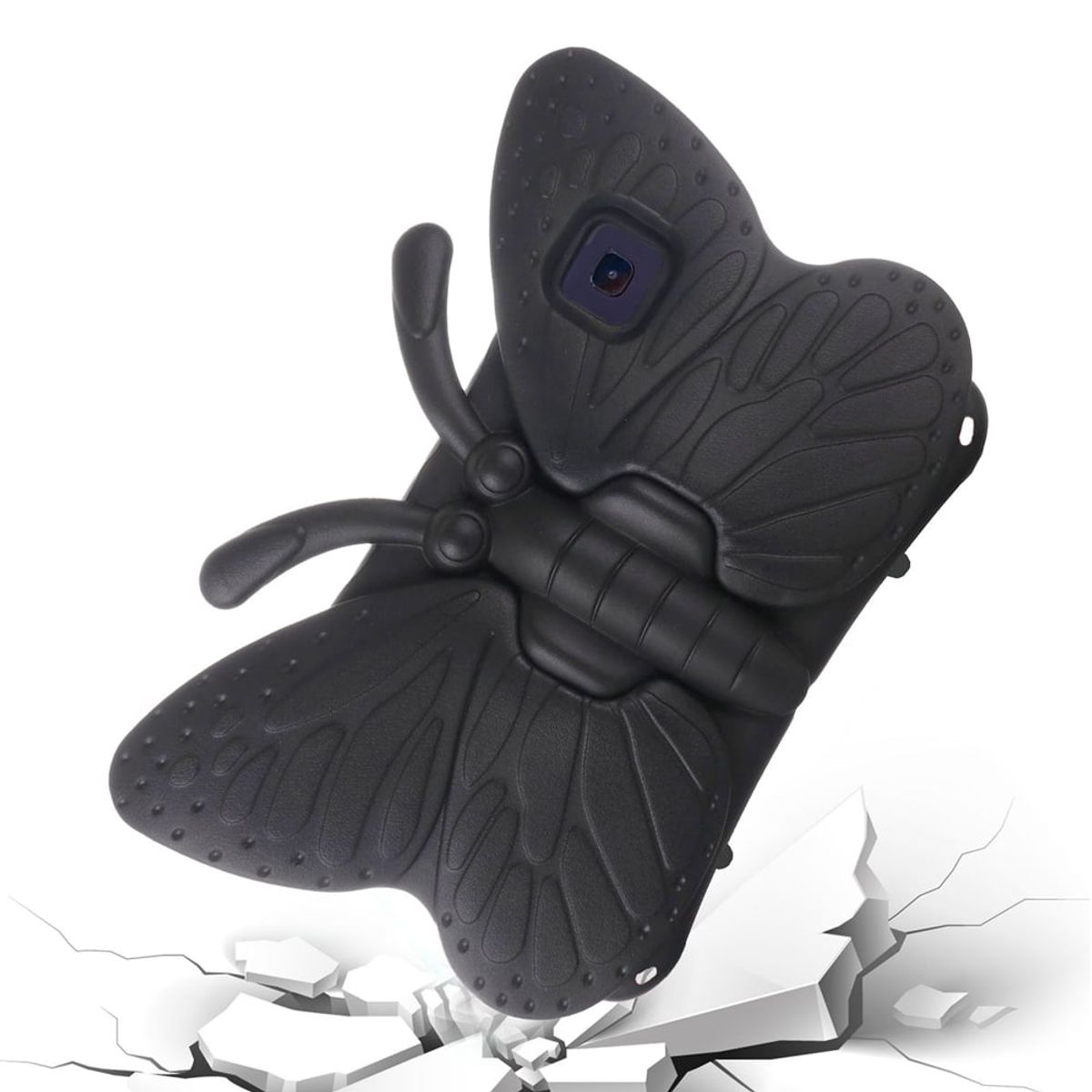 GENERICO - Funda para Samsung Tab 4 7 de Goma Mariposa Negra Resistente