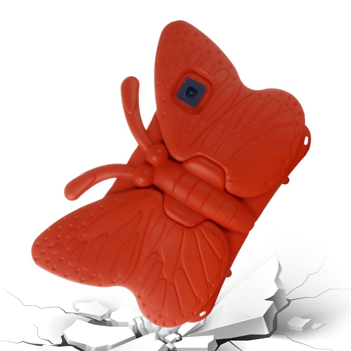 GENERICO - Funda para Samsung Tab A7 Lite 87 de Goma Mariposa Roja Resistente