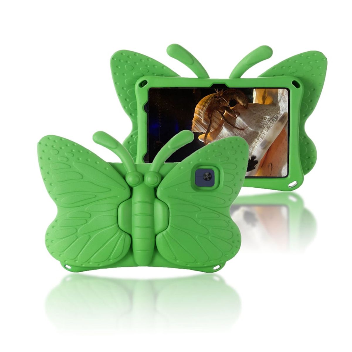 GENERICO - Funda para Samsung Tab 4 7 de Goma Mariposa Verde Resistente