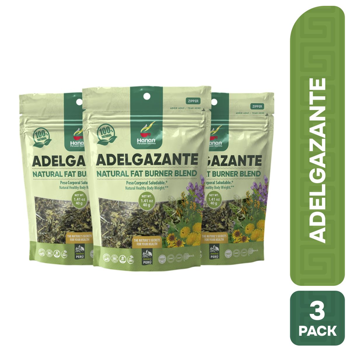 HANAN PERUVIAN SECRETS - Adelgazante Infusión Hanan Tripack 40g