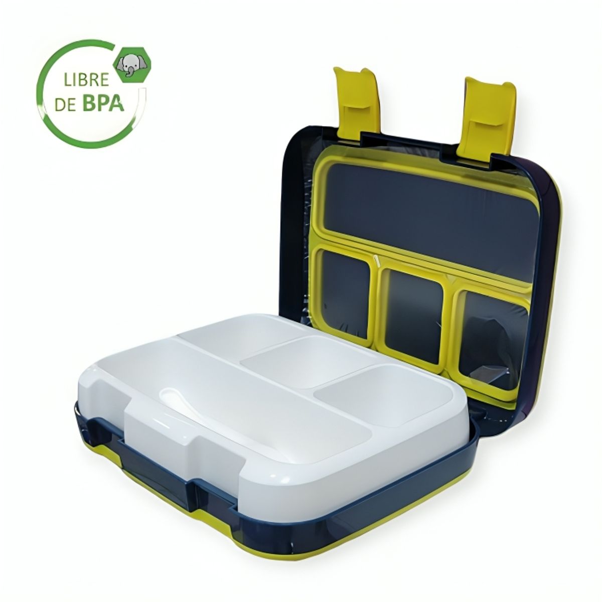 GENERICO - Táper Tipo Bentgo Box Hermético De 4 Divisiones Con Cubierto