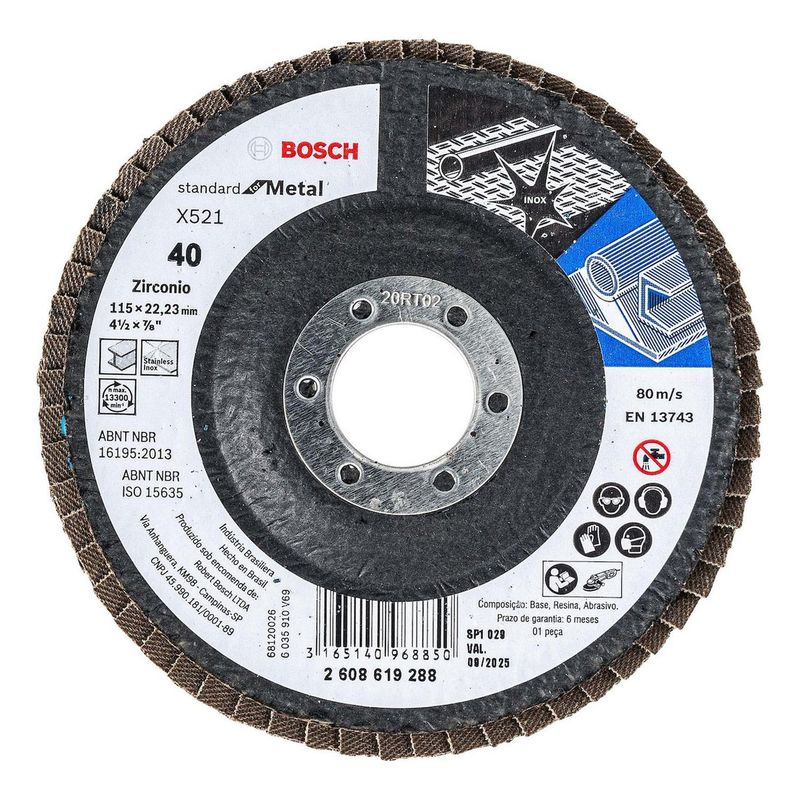 BOSCH - Bosch Disco Flap ECO Inox Metal 115mm Gr40 Curvo Fibra