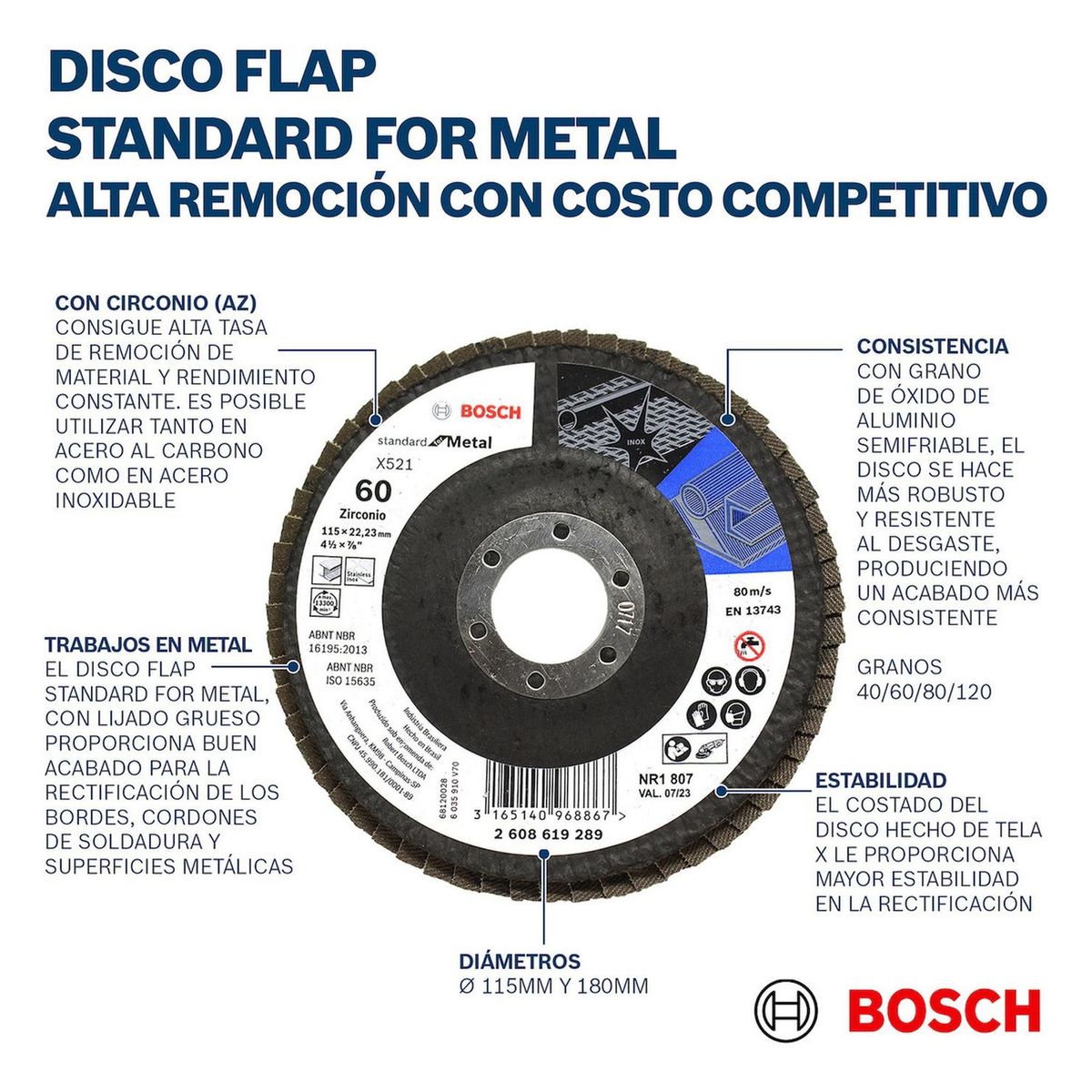 Bosch - Bosch Disco Flap ECO Inox Metal 115mm Gr40 Curvo Fibra