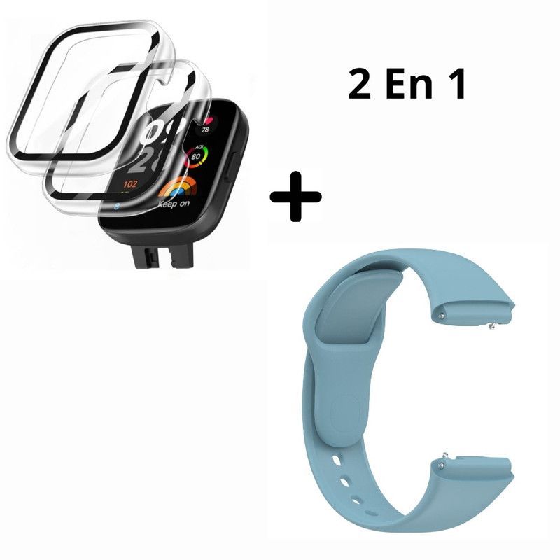 GENERICO - Bumper con Vidrio Clear + Correa para Redmi Watch 3 - CELESTE