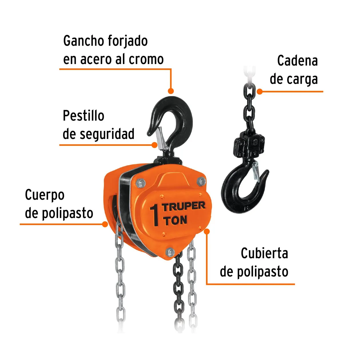 Truper - Polipasto de cadena de 1 ton