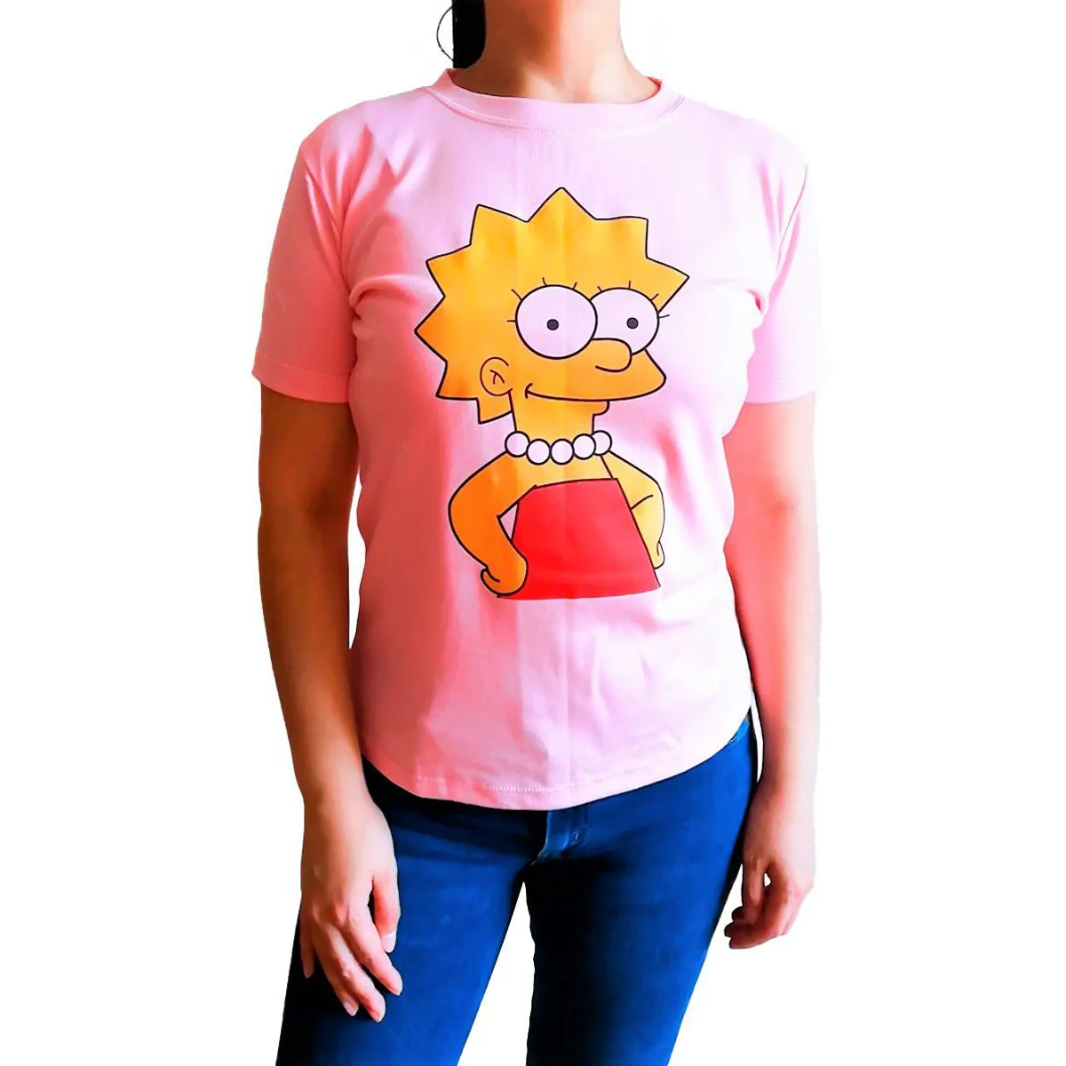 GENERICO - Polo Mujer Manga Corta Lisa Simpson - Nathalie Love It - Rosado