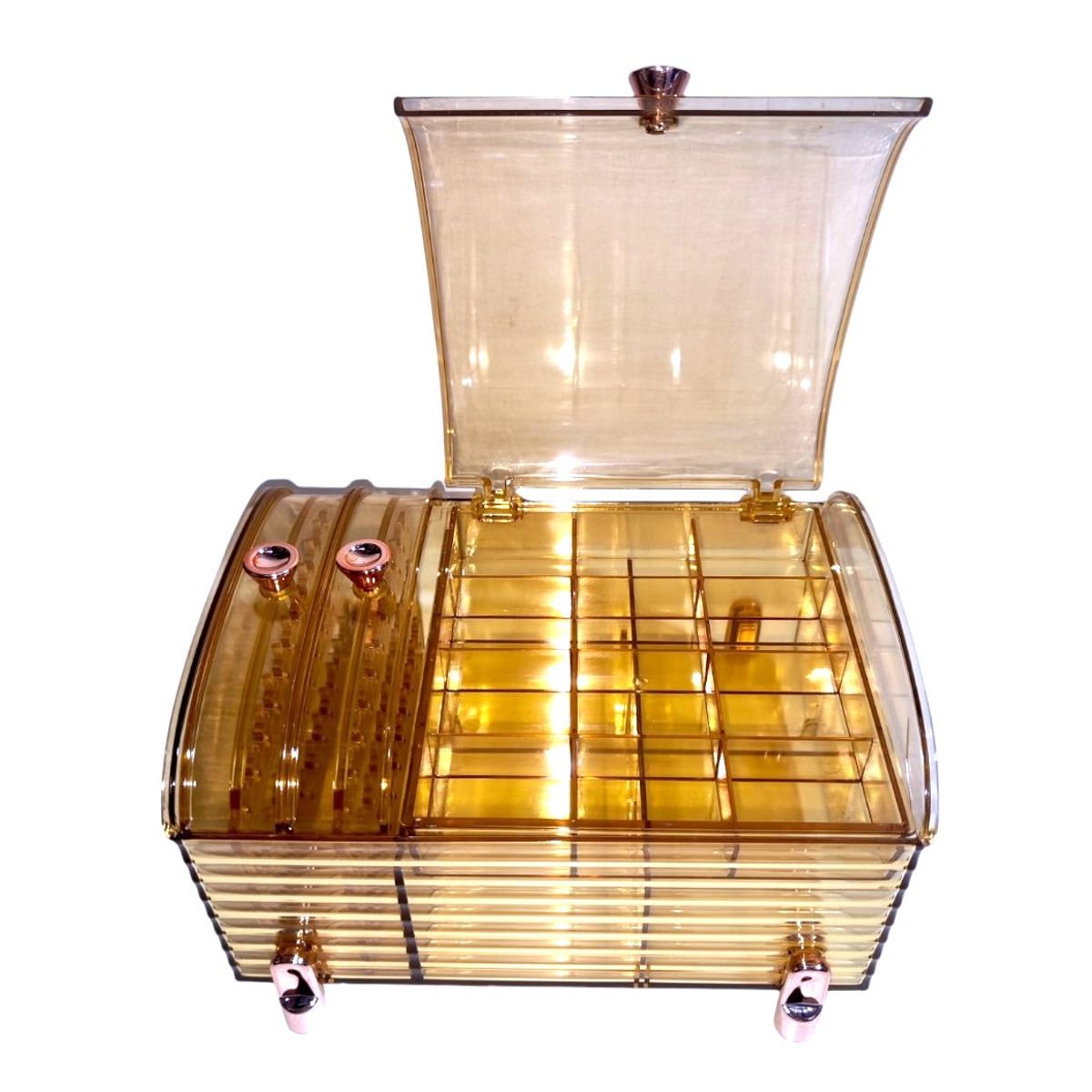 GENERICO - Joyero - Caja organizadora - Contenedor de joyas y accesorios dorado