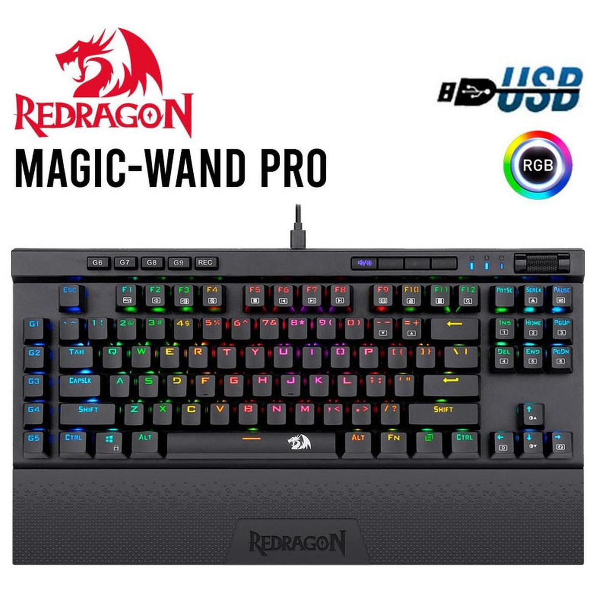 REDRAGON - Teclado Óptico Mecánico Redragon Magic-wand Pro K587 Rgb