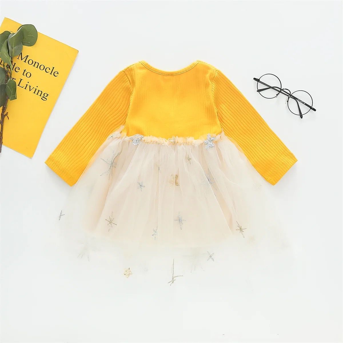 GENERICO - Vestido de Niña Bebe Estrellas Amarillas