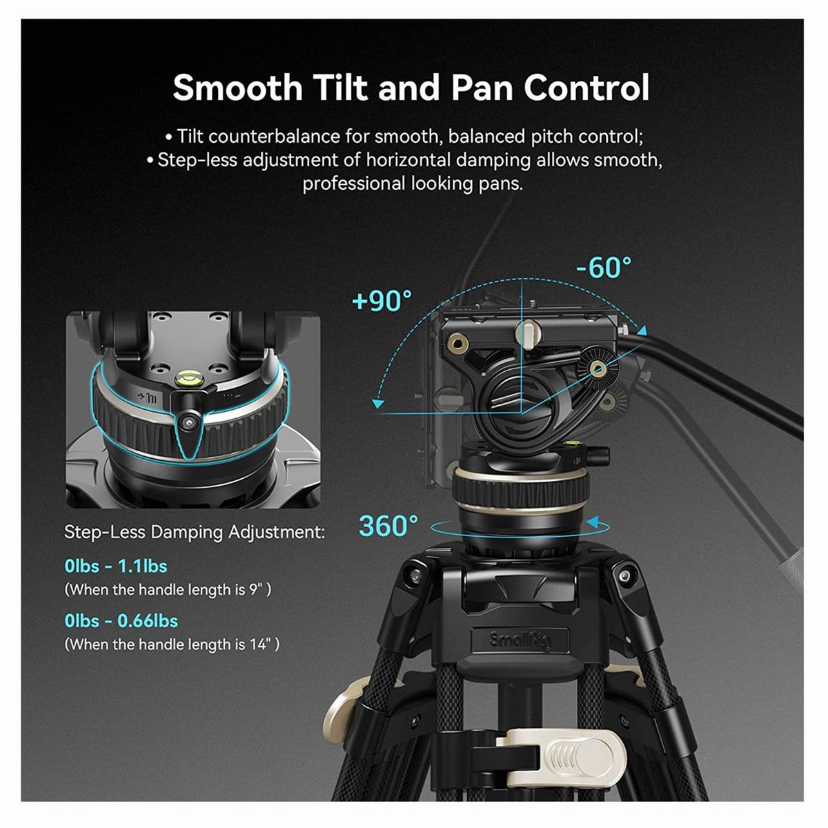 GENERICO - Trípode Fibra de Carbono SmallRig AD-100 para Videocámaras 10Kg 197cm