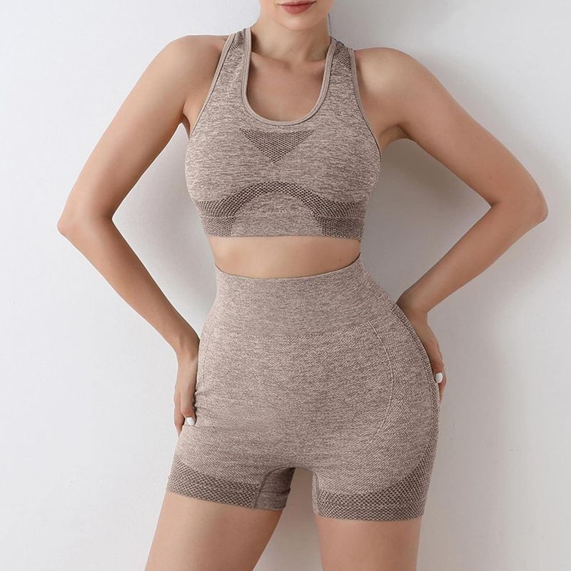 GENERICO - Short levanta Gluteos y Top Conjunto de Yoga y Gimnasio