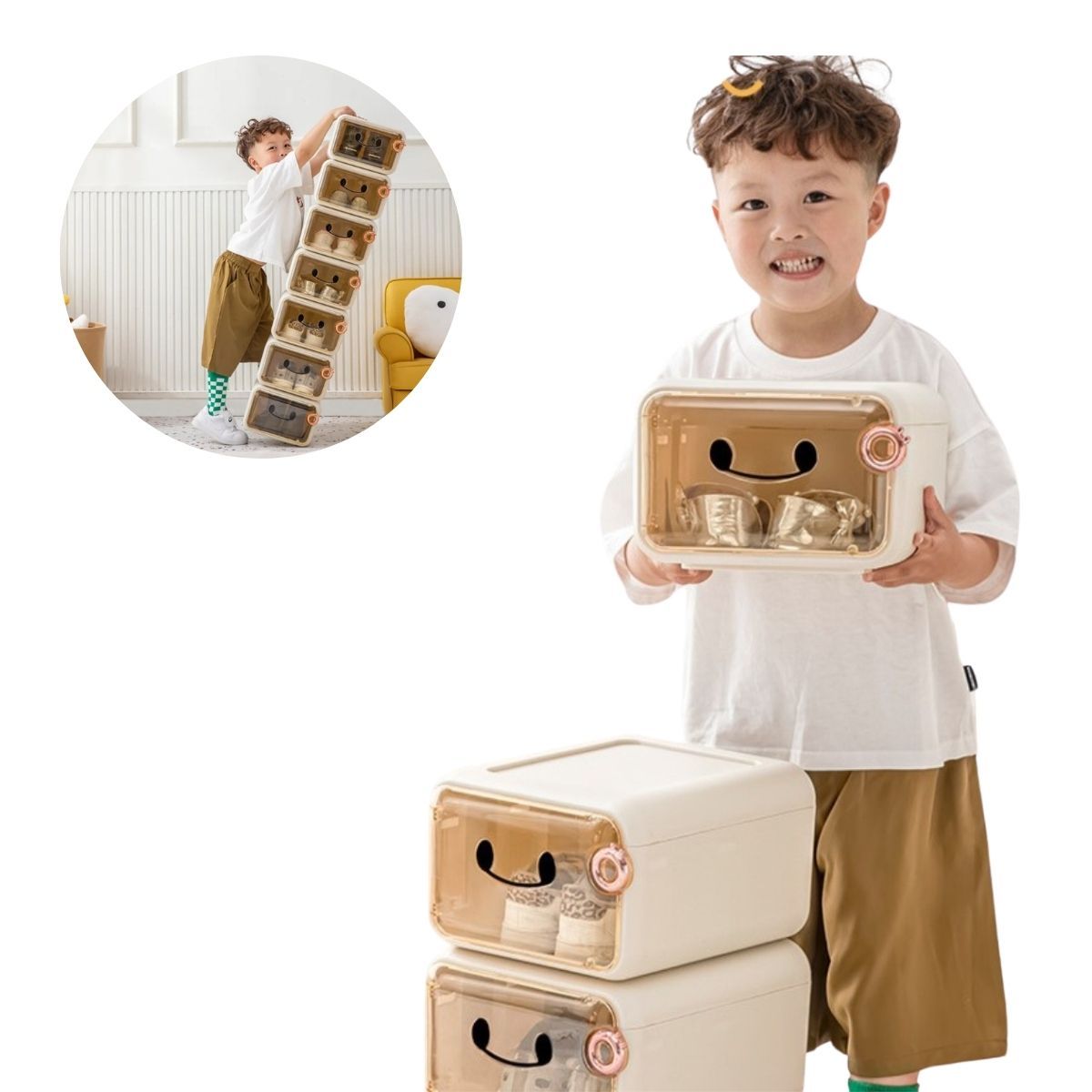 ELMEJORPRECIO - Caja Organizadora De Zapatillas Sneaker Para Niños Y6 Amarillo