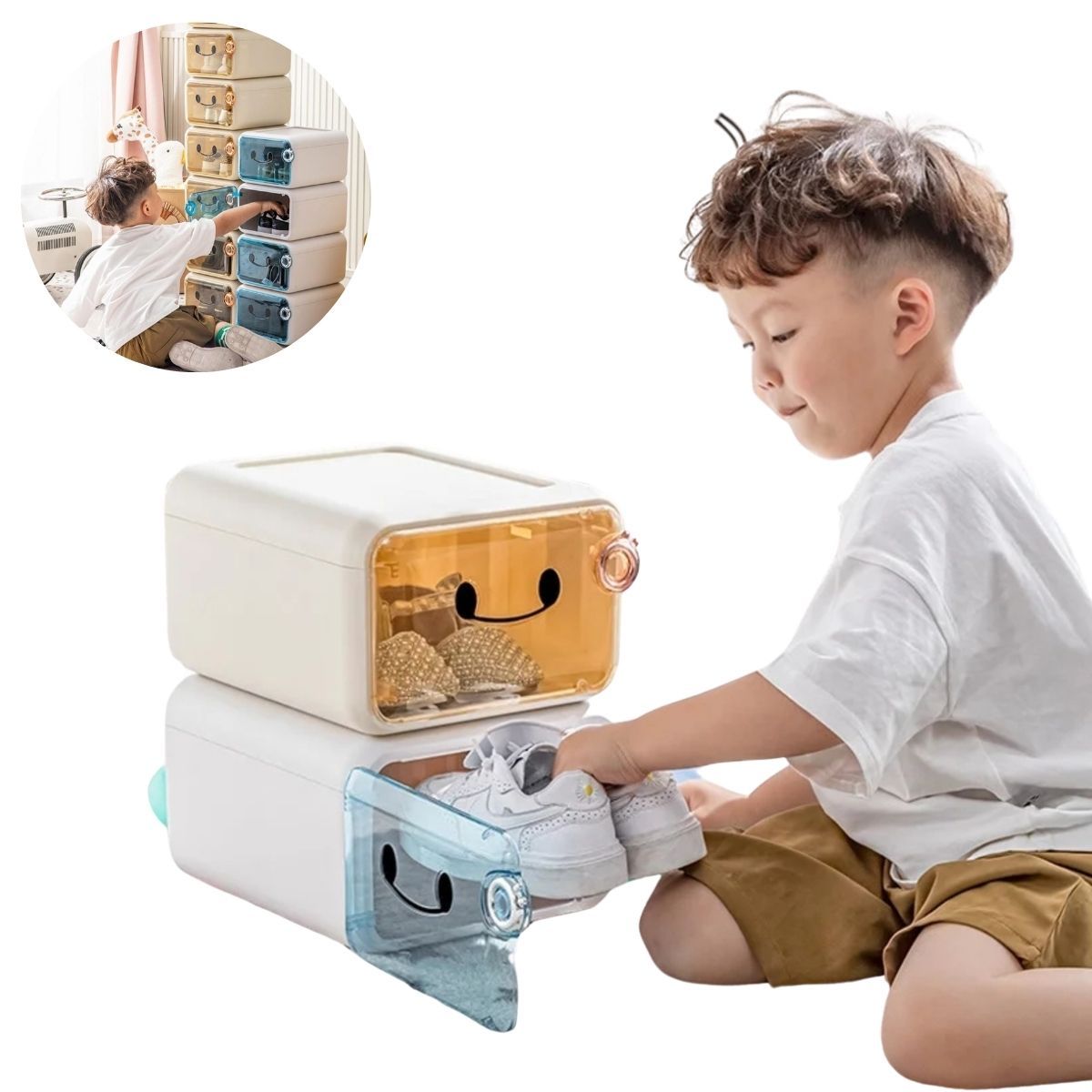 ELMEJORPRECIO - Caja Organizadora De Zapatillas Sneaker Para Niños Y6 Celeste