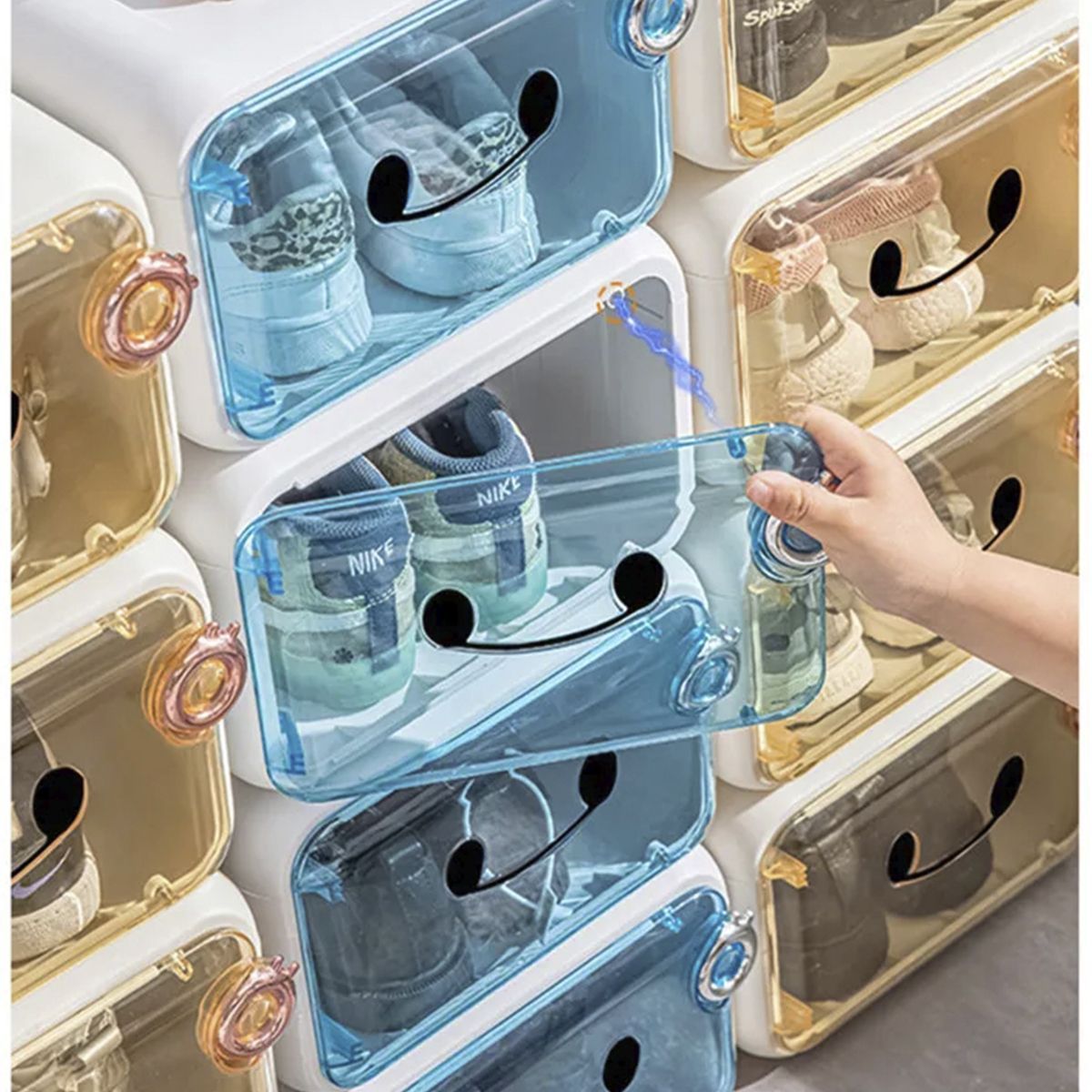 ELMEJORPRECIO - Caja Organizadora De Zapatillas Sneaker Para Niños Y6 Celeste