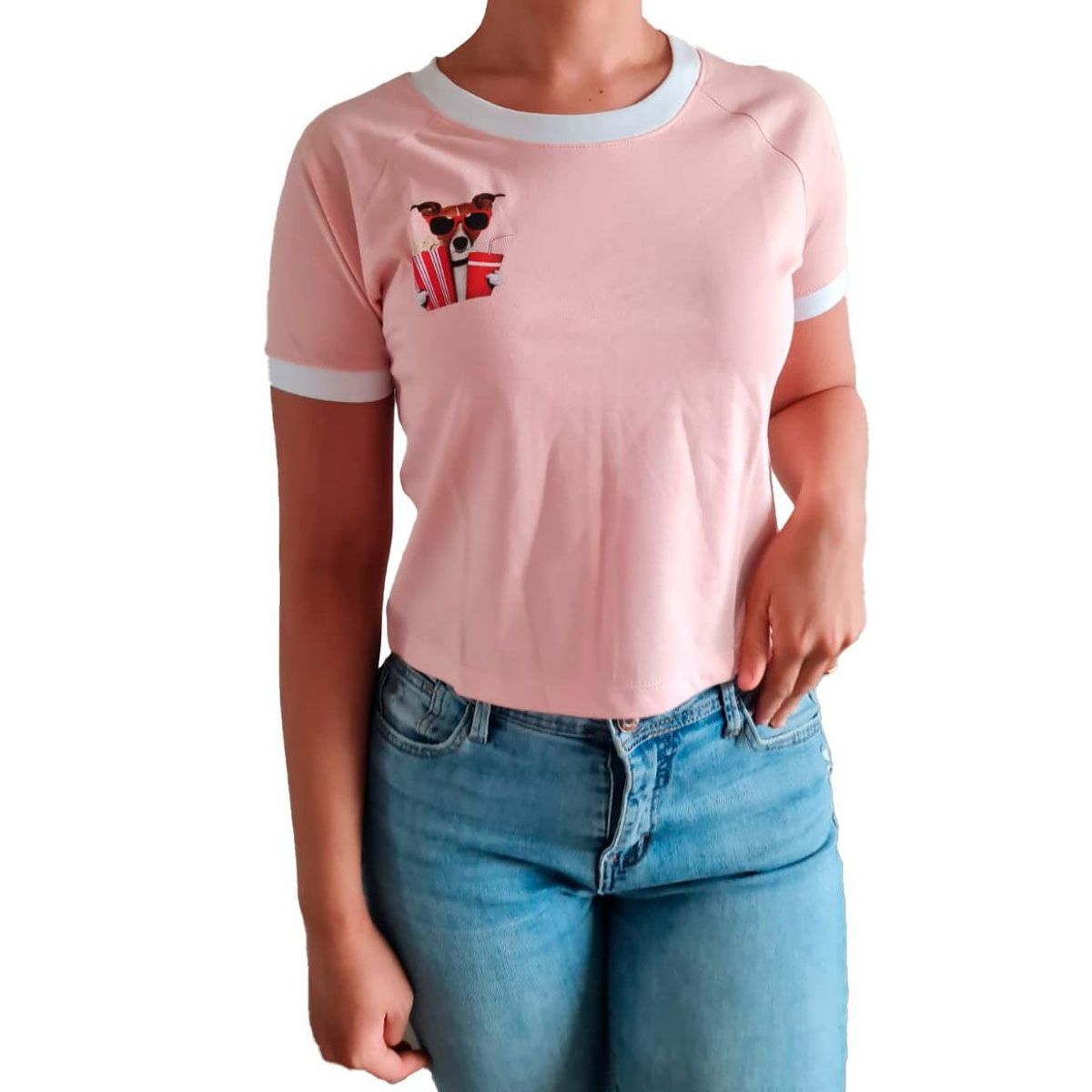 GENERICO - Polo mujer manga corta dog love - Melón