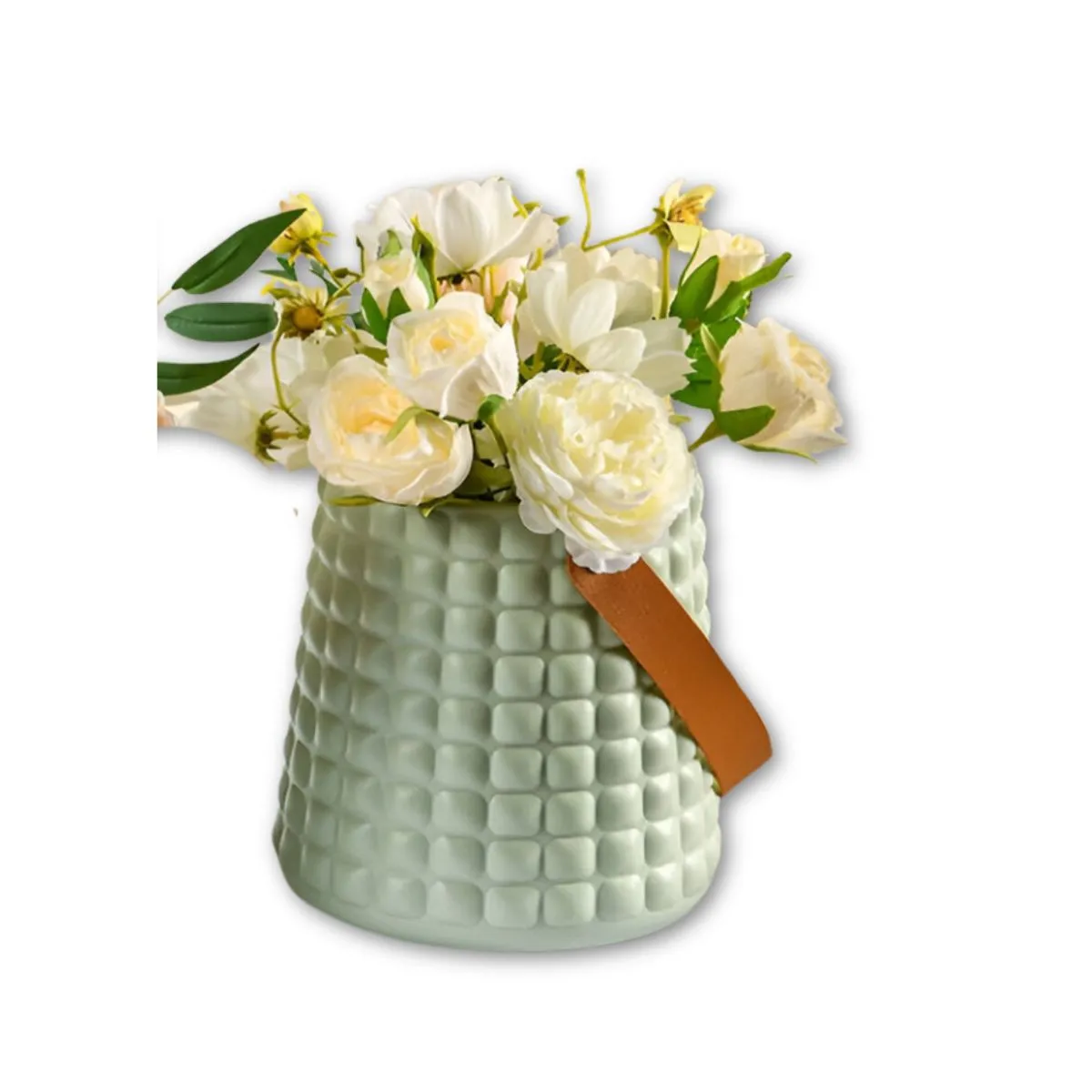 ELMEJORPRECIO - Florero Decorativo Modelo Primavera Cuadros Verde Pastel