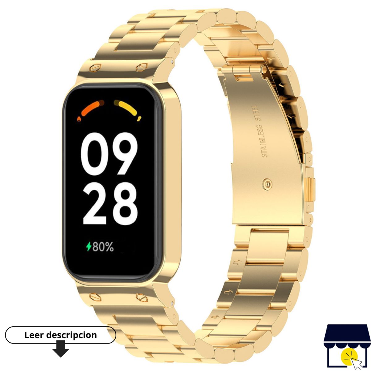 GENERICO - Correa de acero inoxidable para Xiaomi Redmi Band 2 - Dorado