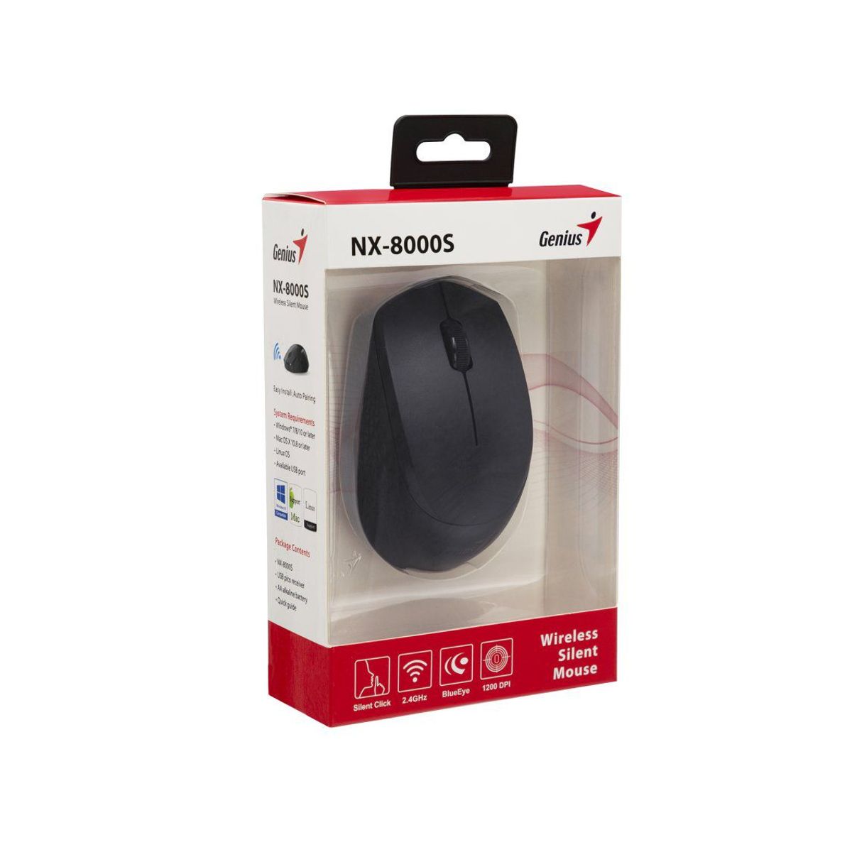 GENIUS - MOUSE GENIUS NX-8000S WIRELESS BLUEEYE SILENT NEGRO