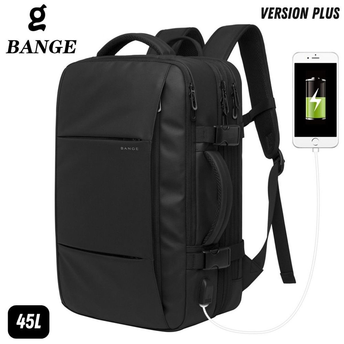 BANGE - Mochila Bange Expandible 1908 PLUS 45L Negro
