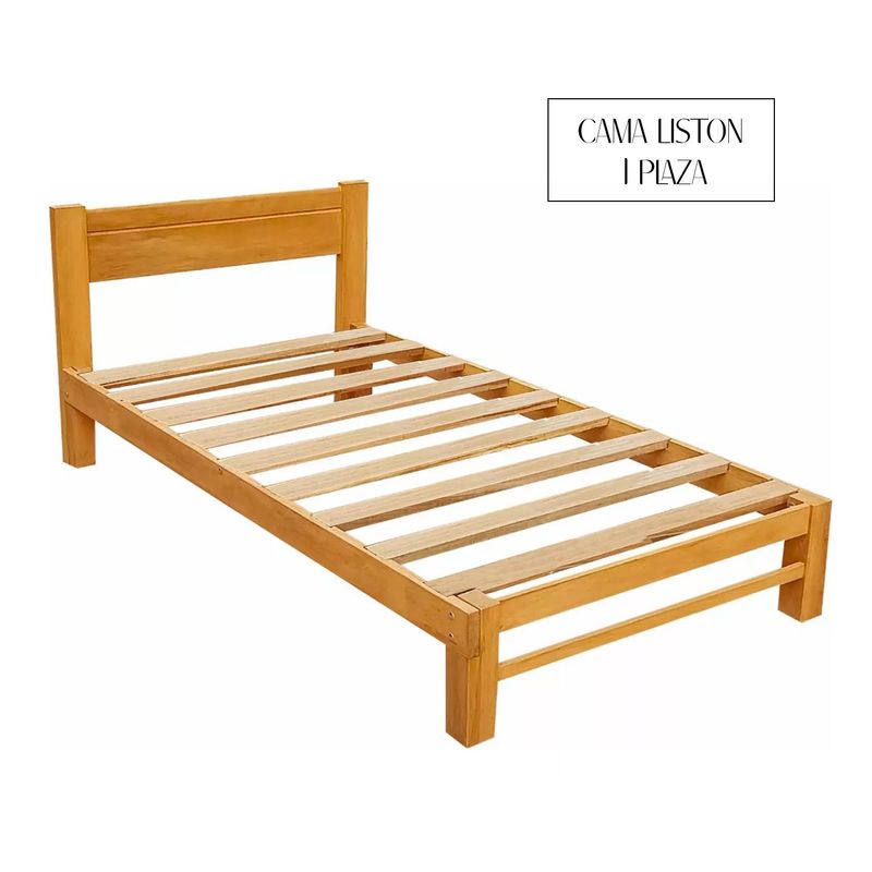 GENERICO - Cama Modelo Liston Desarmable Madera Capirona 1 Plazas