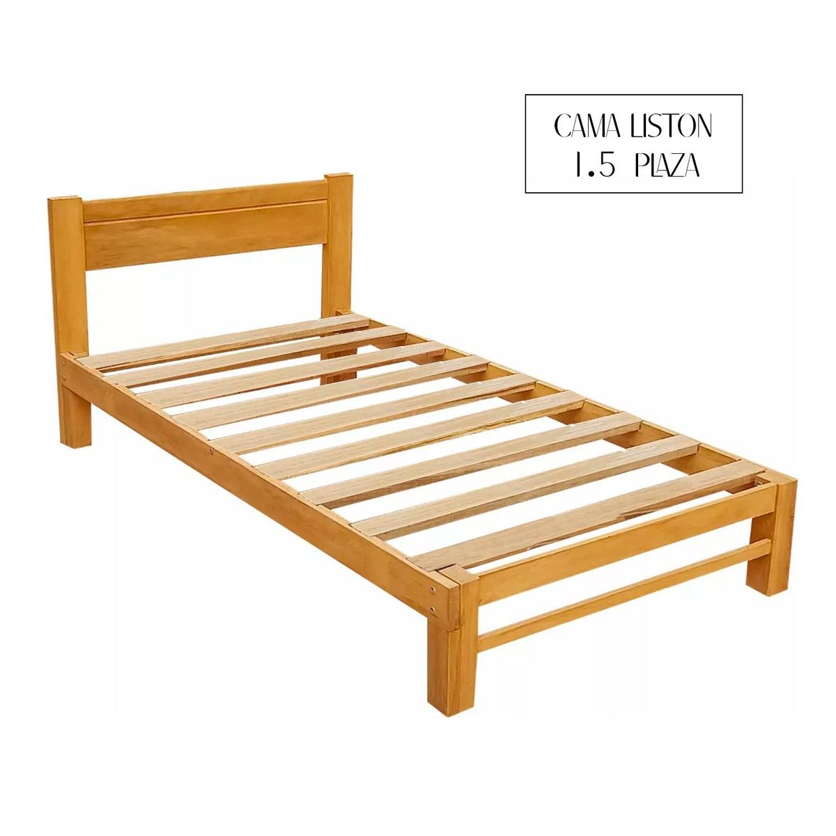 GENERICO - Cama Modelo Liston Desarmable Madera Capirona 1 Plaza y Media